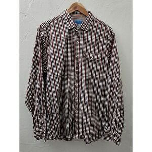 Tommy‎ Bahama Men's Size XL Red Black White Brown Long Sleeve Button Checkered